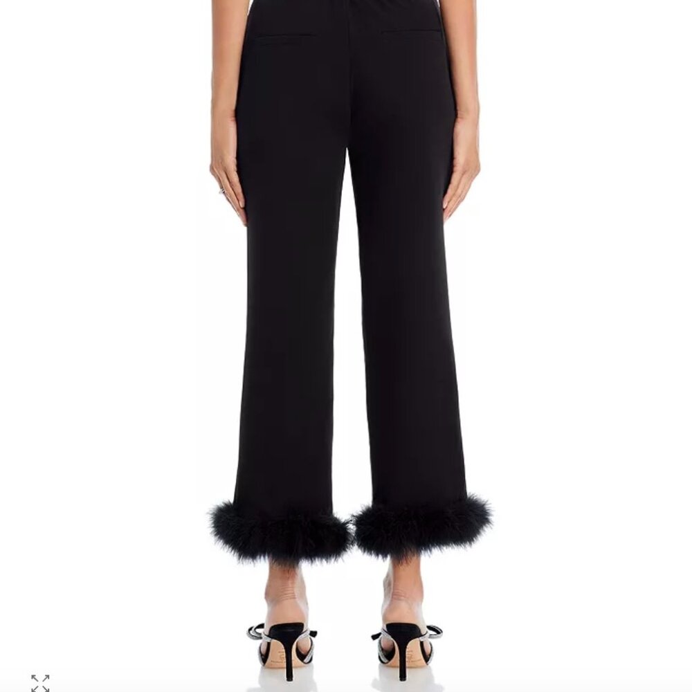 AQUA NWT Feather Trim Crop Pants, Black, Size Medium - Picture 2 of 6
